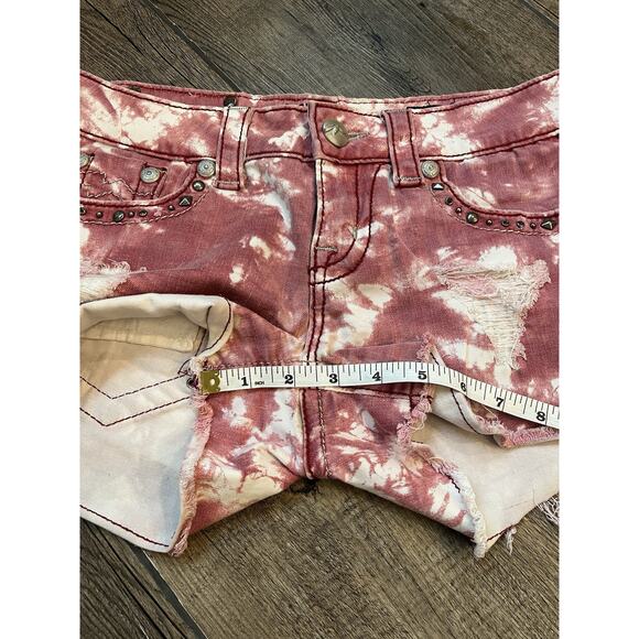 Miss Me JE1063H3 Red Tie Dye Acid Washed Shirts Embellished Women’s Size 26 - Picture 6 of 6